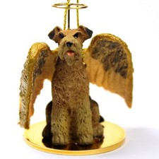 Figurine D'Ange Airedale Terrier Peinte À La Main