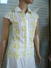 CHEMISIERD ETE  BLANC FLORAL HAWAIEN VERT ANIS T 36 NEUF