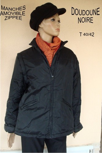 Blouson doudoune noire zippee - blouson,