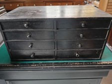 Ancien meuble d'horloger en bois 8 tiroirs. Rangement verres de montres Layette