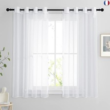 PONY DANCE Rideau Voilage - Rideaux Cuisine Transparent Lot de 2 Rideau Court