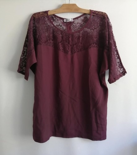 Blouse bordeaux dentelle sur