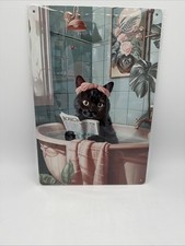 Plaque métal déco chat Avec