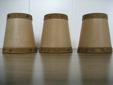 Lot 3 Ancien petit Abat jour à pince Vessie de porc & Galon