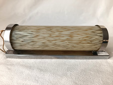 APPLIQUE MURALE ART DECO DLG BAUHAUS  VERRE CLICHY LAITON NICKELE Lg 20.8CM