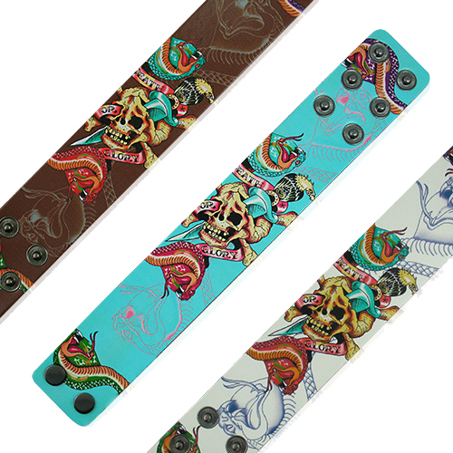 Cuir bracelet tête mort - cuir,