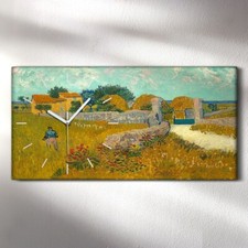 Horloge Silencieuse murale sur toile 60x30 ferme en provence vincent van gogh