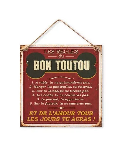 Plaque métal humour - , chien