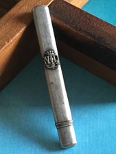 Ancien Etui Porte Crayon à Papier Argenté NDL Notre Dame de Lourdes