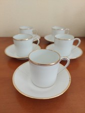 Lot 5 Tasses Et Sous Tasses Ch Field HAVILAND Porcelaine Blanche Et Dorée 1930 