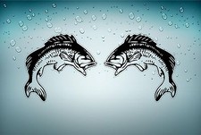 2x autocollant sticker voiture moto scrapbooking poison carpe peche frigo r2