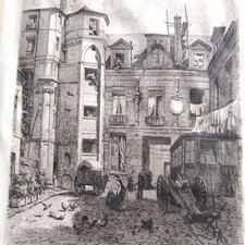 Delaunay 1830 1894 Eau-forte Original Hotel Passage Charlemagne Paris 1866 Cadre