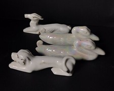 4 PORTE-MENUS CYGNES LION BICHE PORCELAINE ALLEMANDE VINTAGE