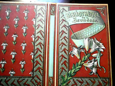 Rare cartonnage romantique XIXe lithographié en couleurs pour décorer un livre