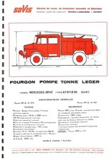 MERCEDES-BENZ  / TYPE LAF 911 B 36 4X4 / FOURGON POMPE TONNE / FICHE TECHNIQUE