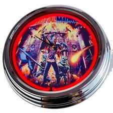 N-0506 Horloge Murale " Flipper Médiévale Madness Déco Horloge Néon Jeu Salle