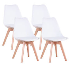 Lot de 4 Chaise Salle à Manger design scandinave Cuisine, Tulip rembourrée Blanc