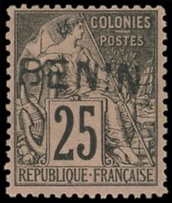 Benin N°8* 25 cts noir sur