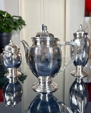 Service à Thé Café Métal Argenté Art Déco - Théière Cafetière Verseuse Sucrier