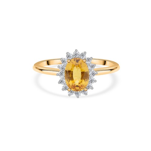 Bague halo saphir - , jaune