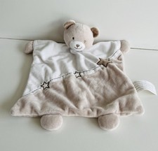 Doudou plat Ours beige gris taupe blanc marron Kimbaloo La Halle étoiles 31 cm