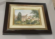 CONRAD HAENLIN TABLEAU HUILE SUR PANNEAU PEINTRE ALSACIEN PAYSAGE VILLAGE ALSACE
