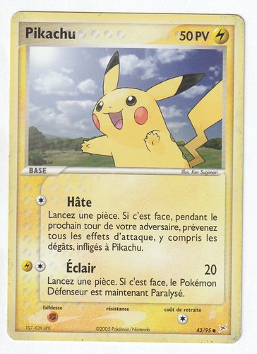Carte pokemon pikachu 95 - pikachu, 43/95