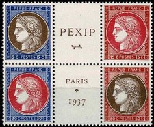 FRANCE 1937 BLOC CENTRAL PEXIP