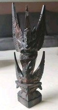 Sculpture Balinaise/Dieu Hindou Vishnu Chevauchant &Garuda. En Bois Coromandel