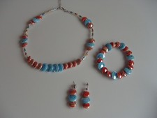 Parure Collier Boucles Bracelet Original Verre de Murano Bijoux Uniques Neuf