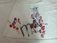 Jupe vintage Desigual blanche broderie multicolore l'an 2000 pop art T42 arty
