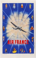 Original Air France Poster, Flamenco, Kimono, Bagpipes, Dewoitine, Tyrol, 1935