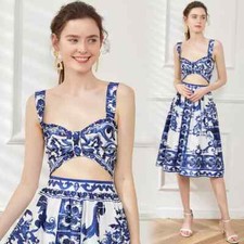 Ensemble Tailleur Blanc Bleu