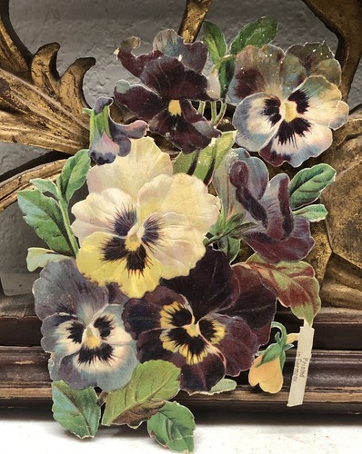 Victorian die cut floral pansy - victorian,