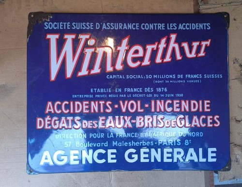 Plaque émaillée assurances - plaque,