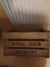 Ancienne caisse publicitaire Mondial fruits Chambéry en bois