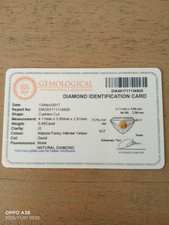 Diamant Naturel Certifié 0.45 k . Couleur Jaune. Taille Coussin