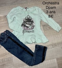 Orchestra Dpam 3 Ans Fille : Sweat SHIRT CHAT  Et Pantalon Jean TBE
