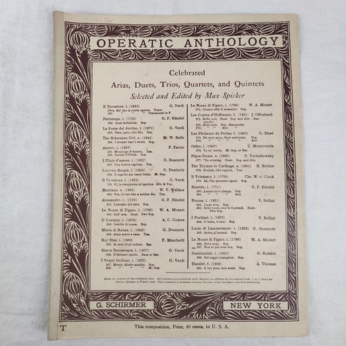 Vtg 1911 operatic anthology - vtg, le
