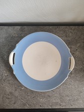 ANCIEN PLAT A TARTE GATEAU DE SERVICE FAIENCE DIGOIN  SARREGUEMINES bleu crème