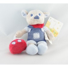 Doudou chien salopette bleu