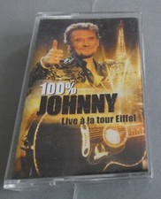 RARE CASSETTE K7 AUDIO TAPE JOHNNY HALLYDAY 100 % JOHNNY LIVE A LA TOUR EIFFEL
