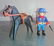 PLAYMOBIL LOT SOLDAT NORDISTE CHEVAL ARMES WESTERN SUDISTE FAR WEST CAVALERIE