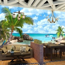 PAPIER PEINT 3D  ILE OCEAN MER    REVETEMENT MURAL HAUTE QUALITE 4 FINITIONS
