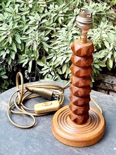 Ancien Pied De Lampe En Bois Sculpté Style Charles Dudouyt