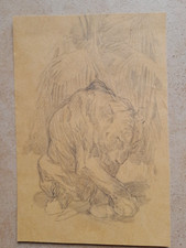 dessin ancien étude tigre auguste Lançon XIXe Paris