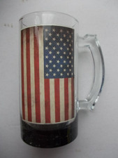 Chope à bière émaillée drapeau américain bannière étoilée USA Amérique émail !