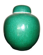 Ancien pot à thé chinois en céramique craquelée Vert Green Apple époque QING