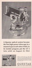 Questar Magazine Ad 1966 NASA