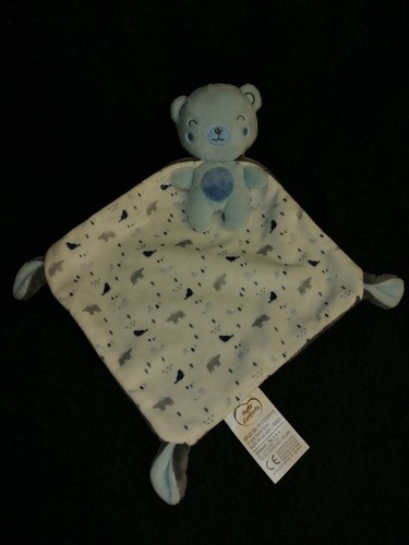 Doudou ours bleu cape mots - ours,